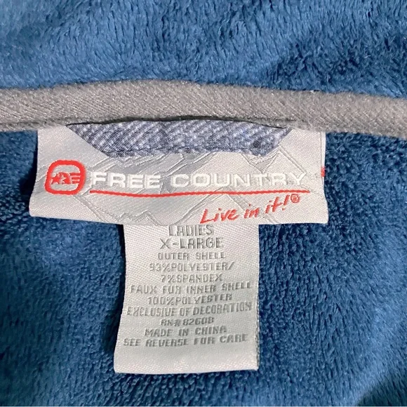 Free Country Coat Women Size XL Blue Zip with Hood - Picture 7 of 8